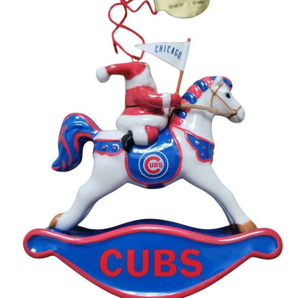 2007 Chicago Cubs Santa Rocking Horse Christmas Ornament in Gift Box MLB Danbury - Picture 2 of 6